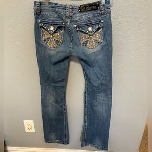 LA IDOL USA women’s size 7 medium wash bedazzled bootcut jeans - western/country